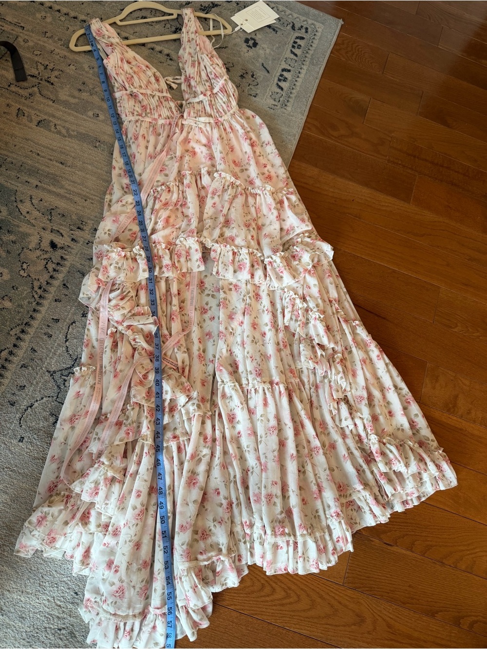 NWT Mac Duggal Multicolor Floral Print Sleeveless Ruffled High-Low Gown pink - Picture 11 of 14